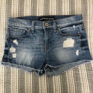 Express denim cut off short shorts